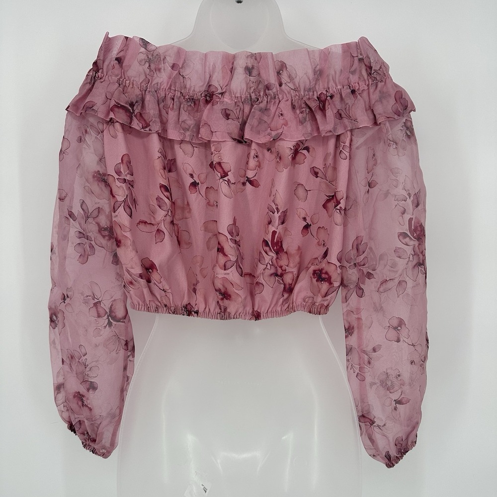 Revolve Cami NYC Top Womens S 100% Silk Ruffle Off Shoulder Romantic Cropped Top - Picture 3 of 7